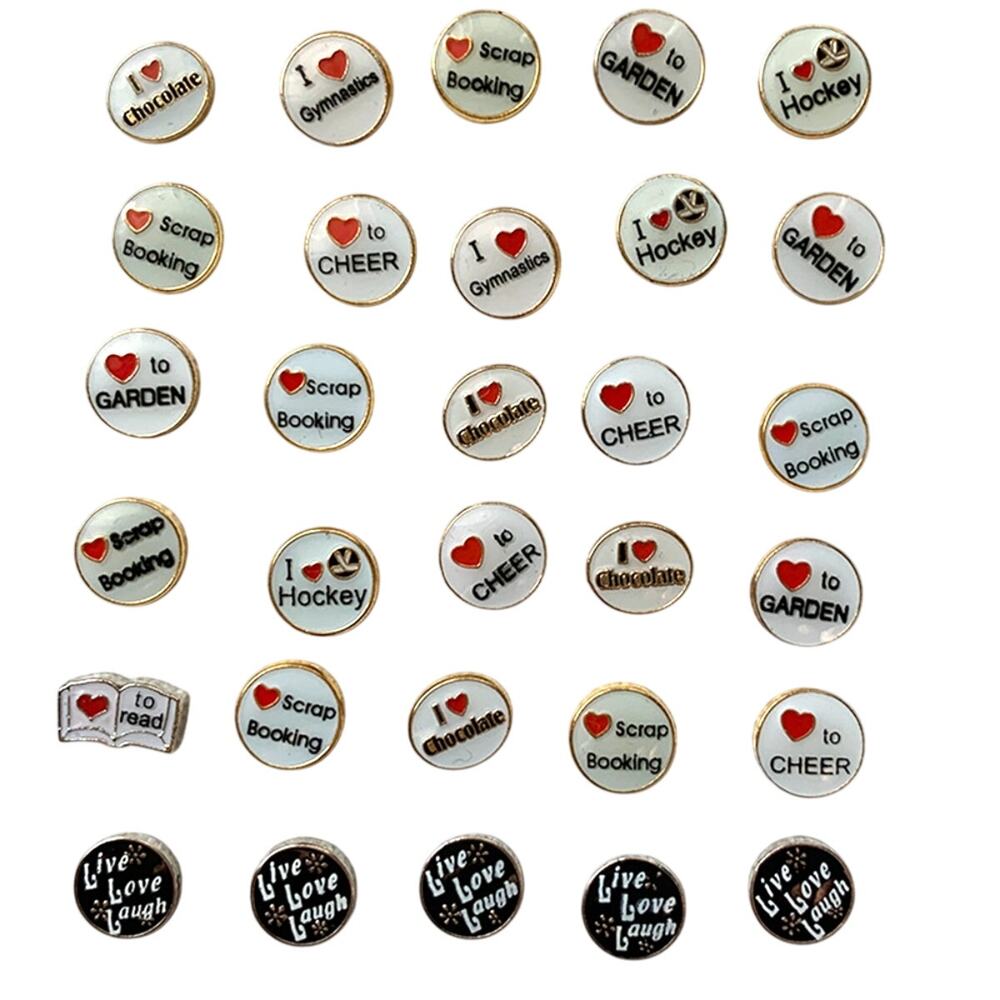 Lot 24+ Floating Locket Jewelry Charms I ❤️ Hobbies, Activities, Sports NEW